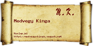 Medvegy Kinga névjegykártya